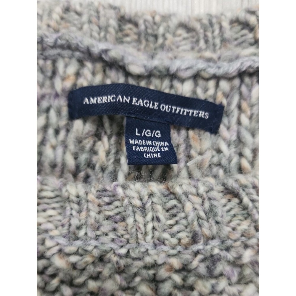 American Eagle Outfitters Wool Blend Marled Gray Cable Knit Sweater Dress - Picture 3 of 7